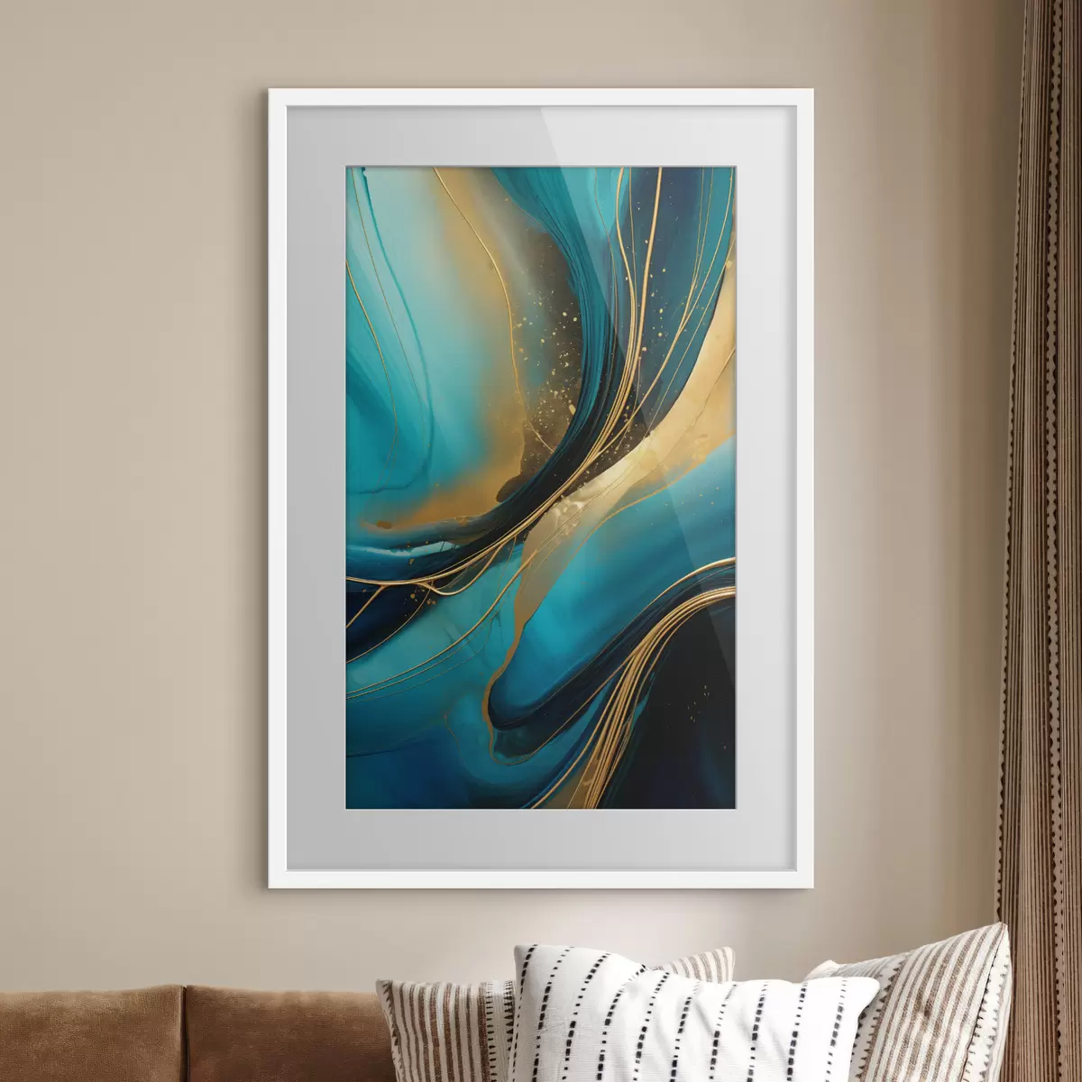 Poster Flusso turchese con sottili filamenti ocra f46543