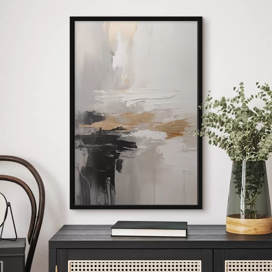 carta da parati Pennellate dai toni nude con strati contrastanti di nero e ocra nr. f46544