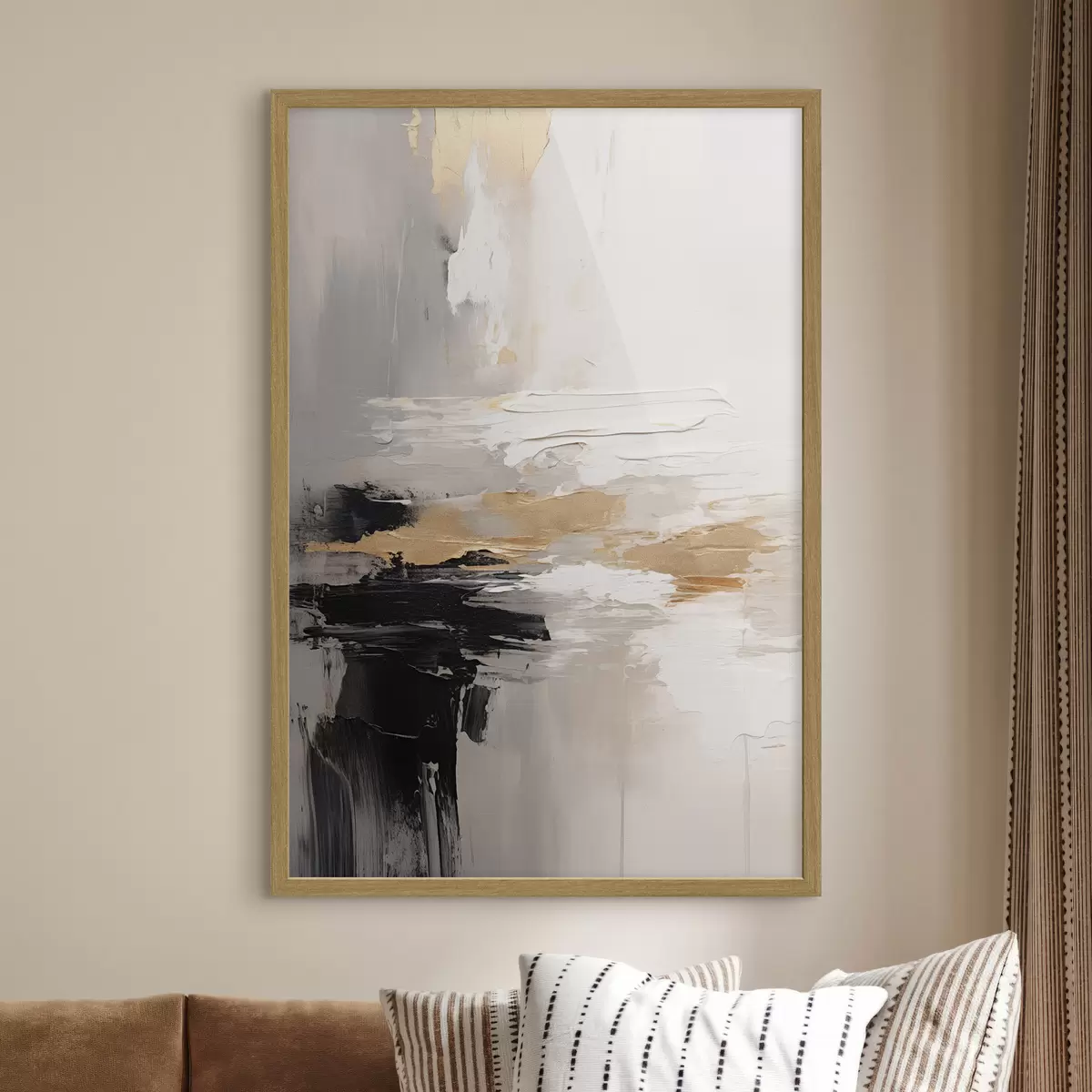 Poster Pennellate dai toni nude con strati contrastanti di nero e ocra f46544