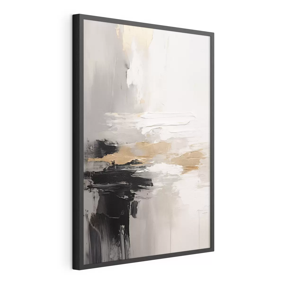 Poster Pennellate dai toni nude con strati contrastanti di nero e ocra f46544