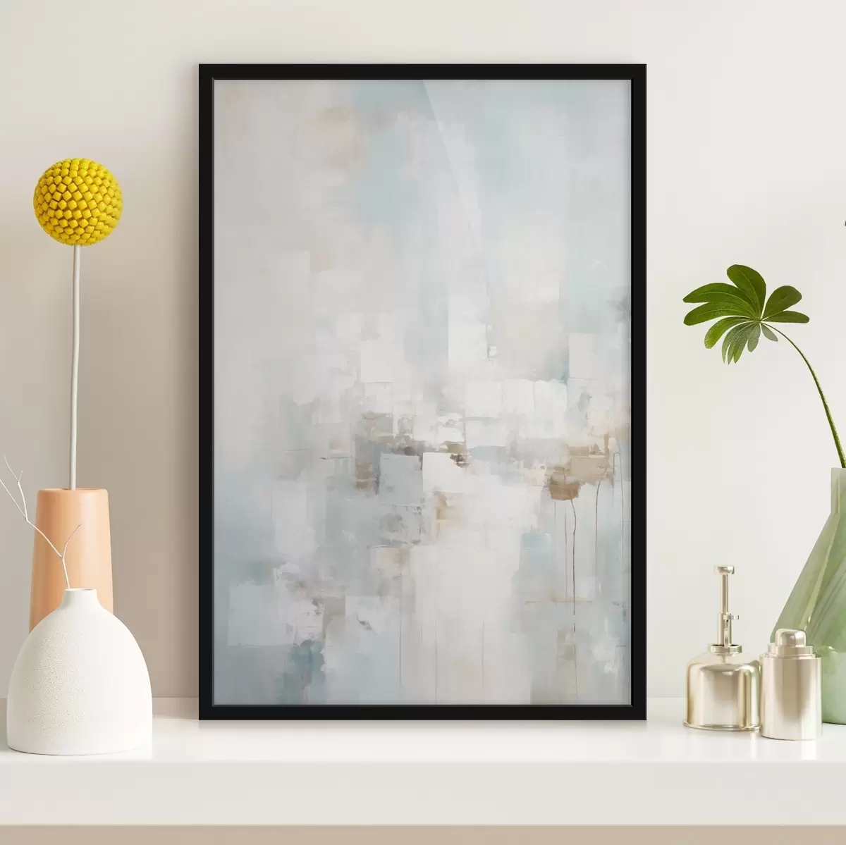 Poster Blocchi dai colori pastello chiari: blu, beige, bianco f46546