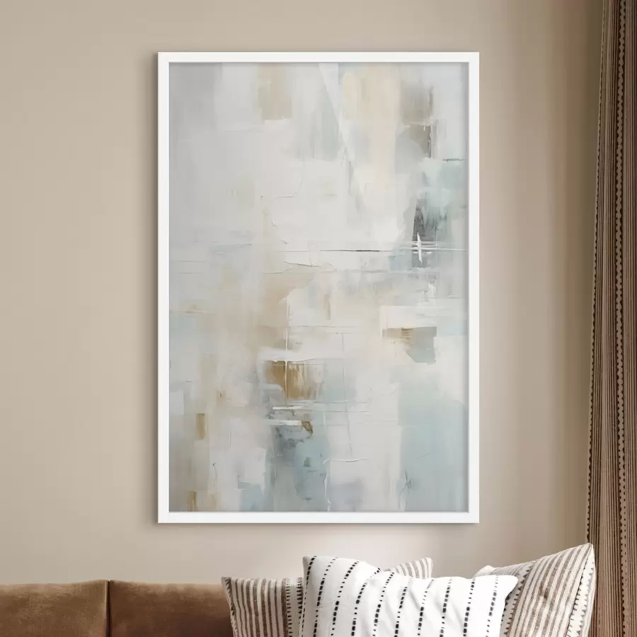 carta da parati Pennellate leggere di blu e beige su sfondo bianco nr. f46547