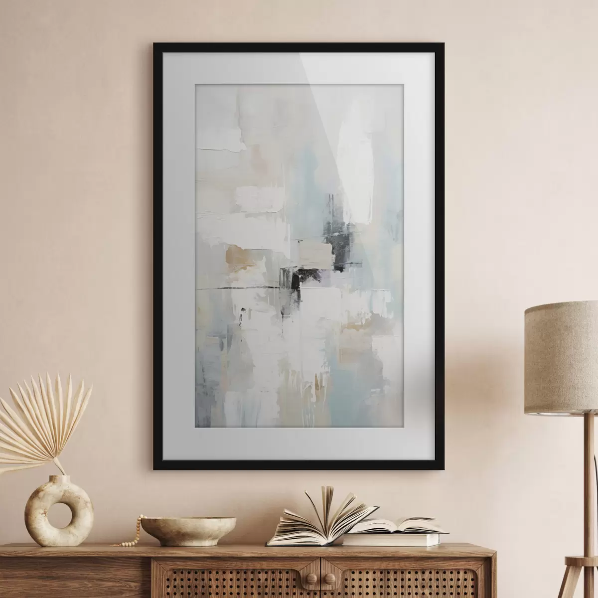 Poster Astratto dai toni chiari con accenti neri f46548