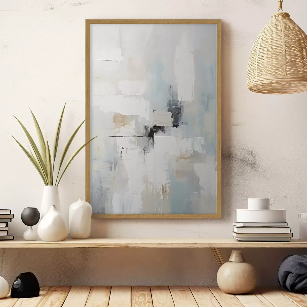 Poster Astratto dai toni chiari con accenti neri f46548