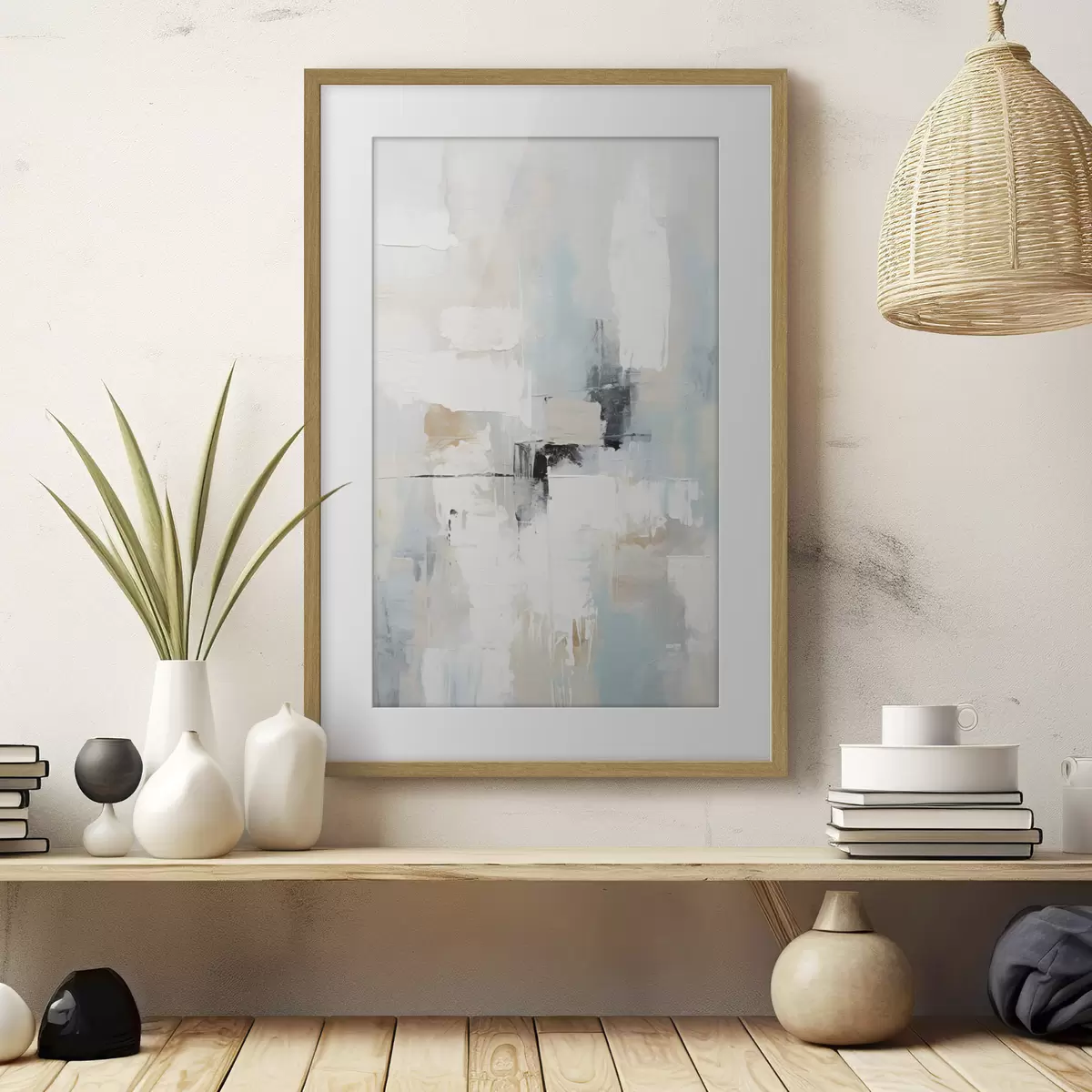 Poster Astratto dai toni chiari con accenti neri f46548