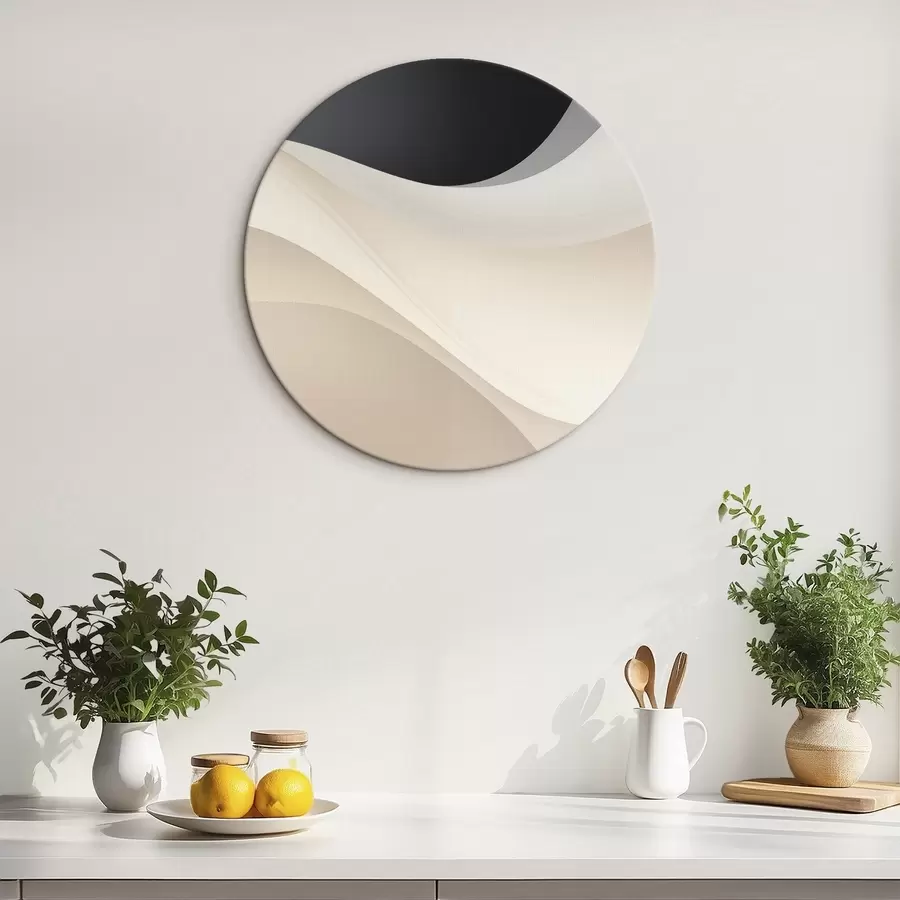 carta da parati Curve fluide stratificate in nero, crema e tortora nr. r46492