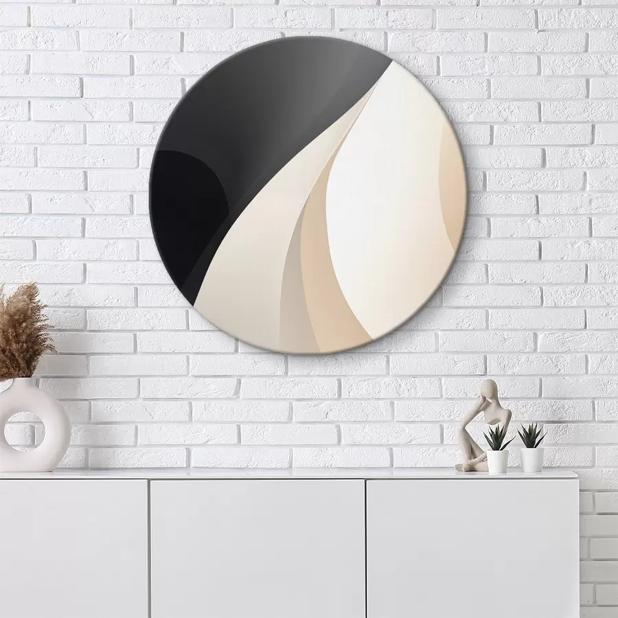 carta da parati Curve eleganti e sovrapposte nei colori antracite, avorio e sabbia nr. r46493