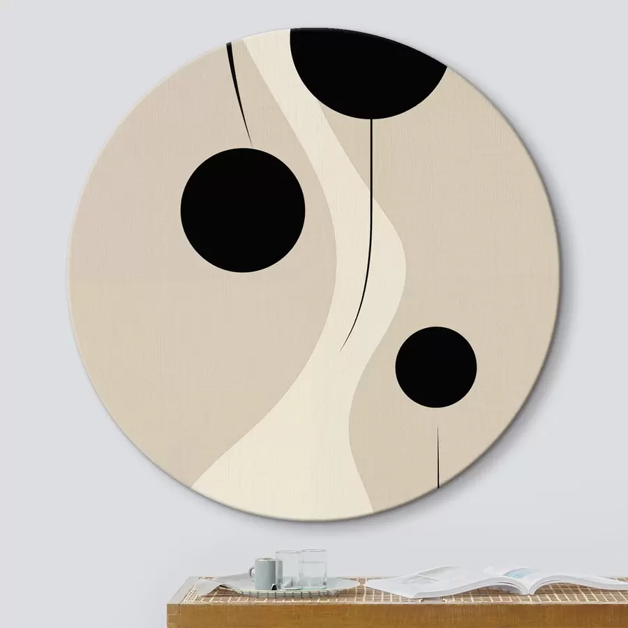 carta da parati Cerchi minimalisti su sfondo beige con accenti di linee fluide nr. r46496