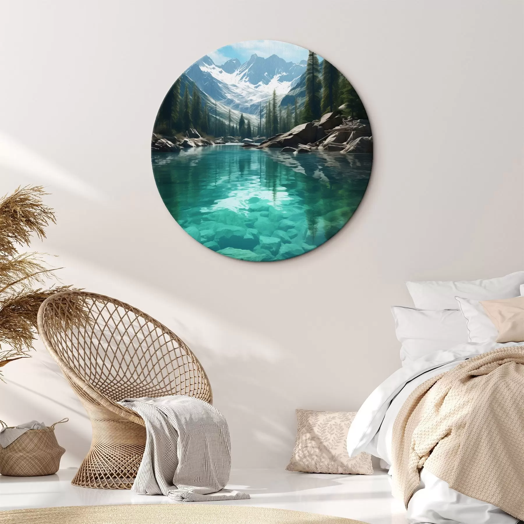 carta da parati Fiume alpino limpido con letto roccioso e cime innevate nr. r46514