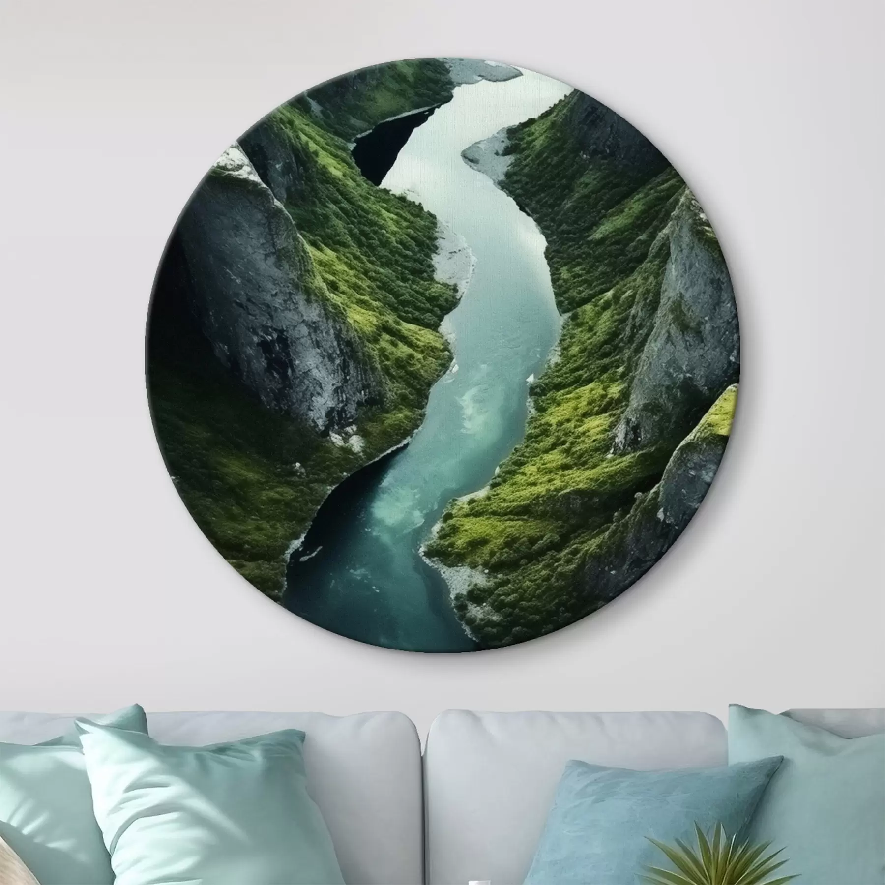 carta da parati Fiume serpeggiante tra le scogliere, vista aerea nr. r46521