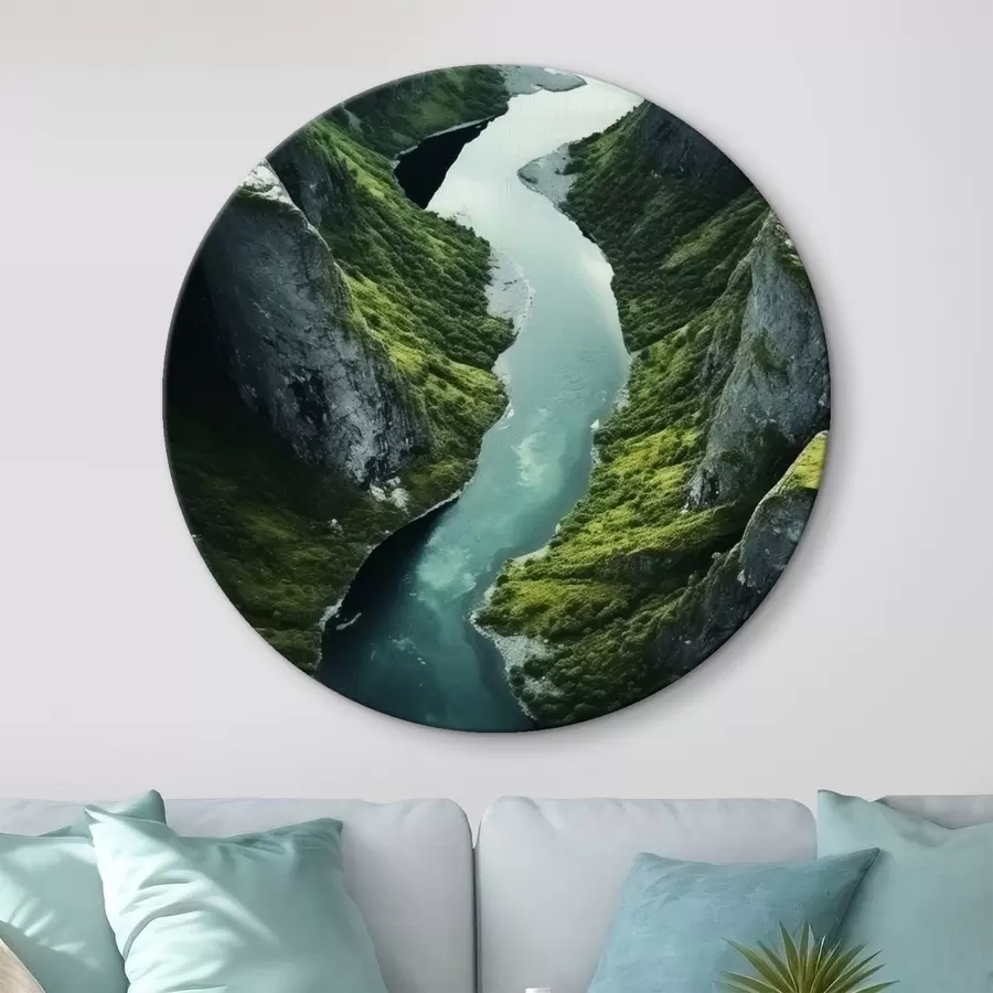 carta da parati Fiume serpeggiante tra le scogliere, vista aerea nr. r46521