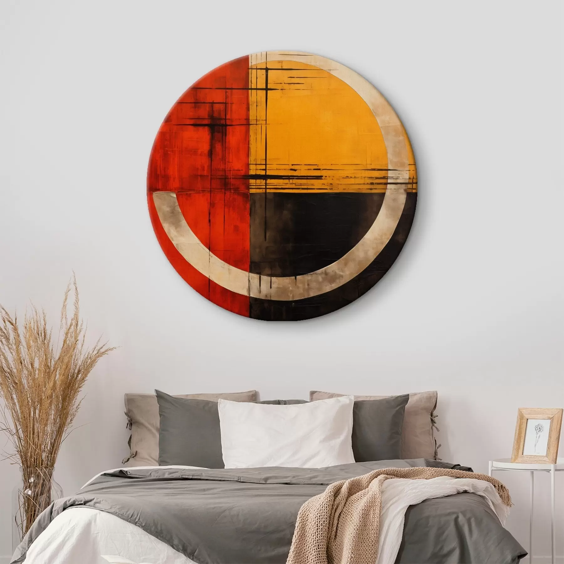 carta da parati Cerchio astratto su sfondo rosso-nero con linee nr. r46535