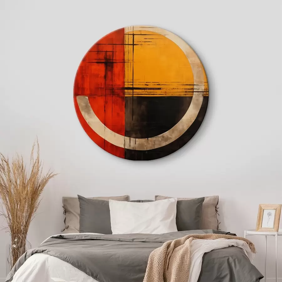 carta da parati Cerchio astratto su sfondo rosso-nero con linee nr. r46535