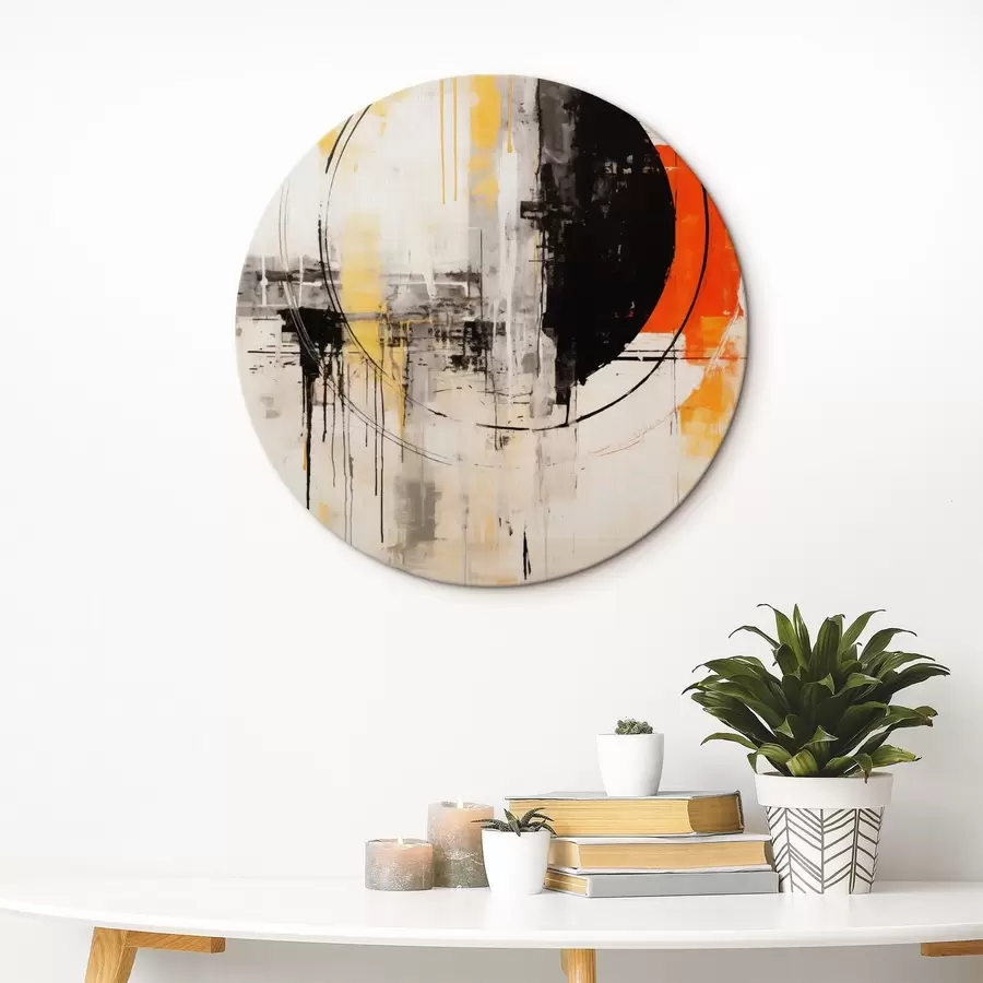 carta da parati Cerchio monocromatico arancione con gocce testurizzate nr. r46536