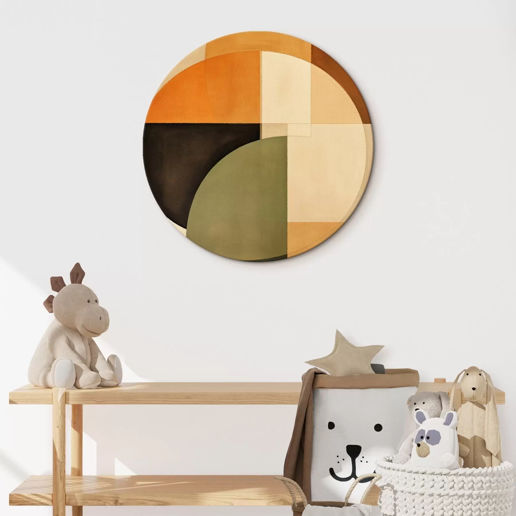 carta da parati Cerchi intersecanti in una tavolozza di colori sabbia-oliva nr. r46537