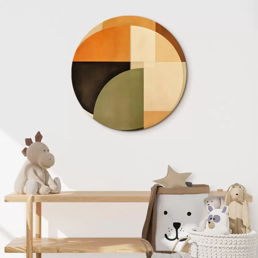 carta da parati Cerchi intersecanti in una tavolozza di colori sabbia-oliva nr. r46537