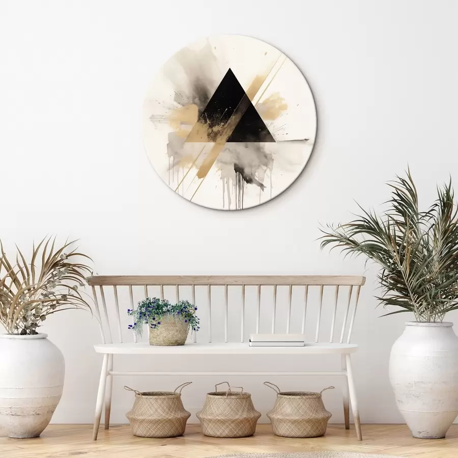 carta da parati Geometria: triangolo nero con spruzzi e linee chiare nr. r46540