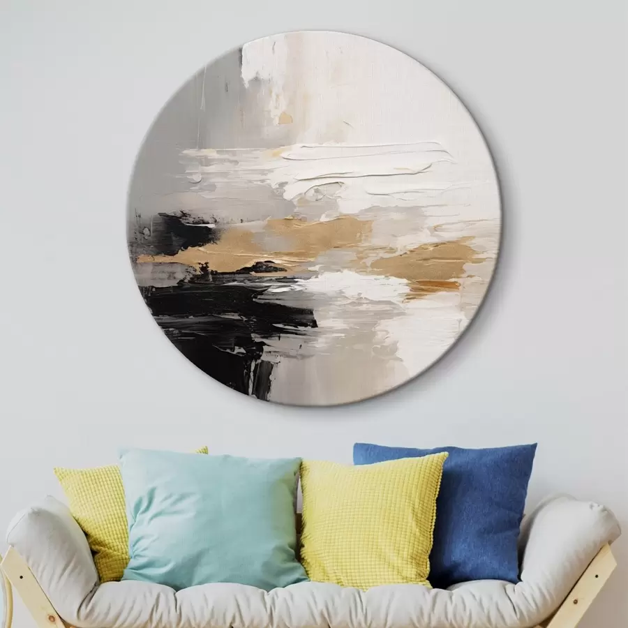 carta da parati Pennellate dai toni nude con strati contrastanti di nero e ocra nr. r46544