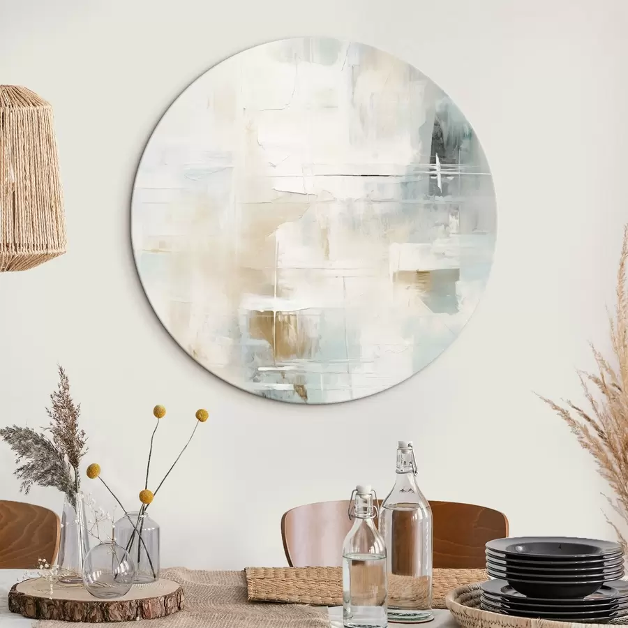 carta da parati Pennellate leggere di blu e beige su sfondo bianco nr. r46547