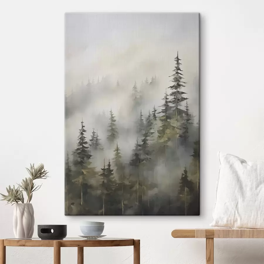 carta da parati Foresta nella nebbia imitazione di un dipinto nr. s46671