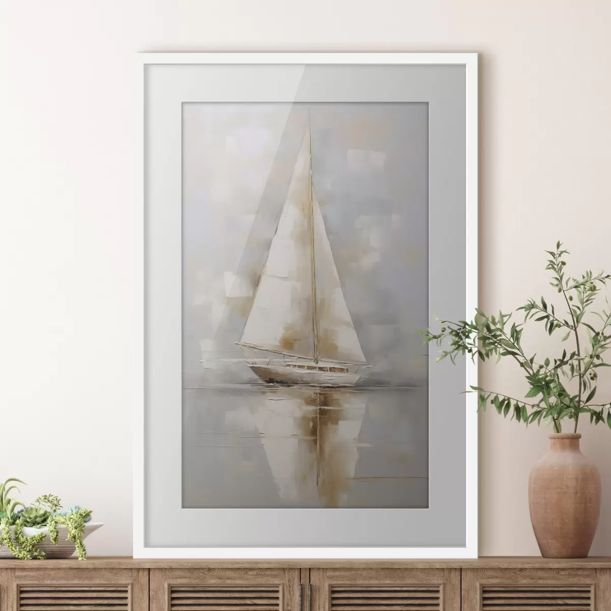Poster Dipinto raffigurante una barca a vela f46677