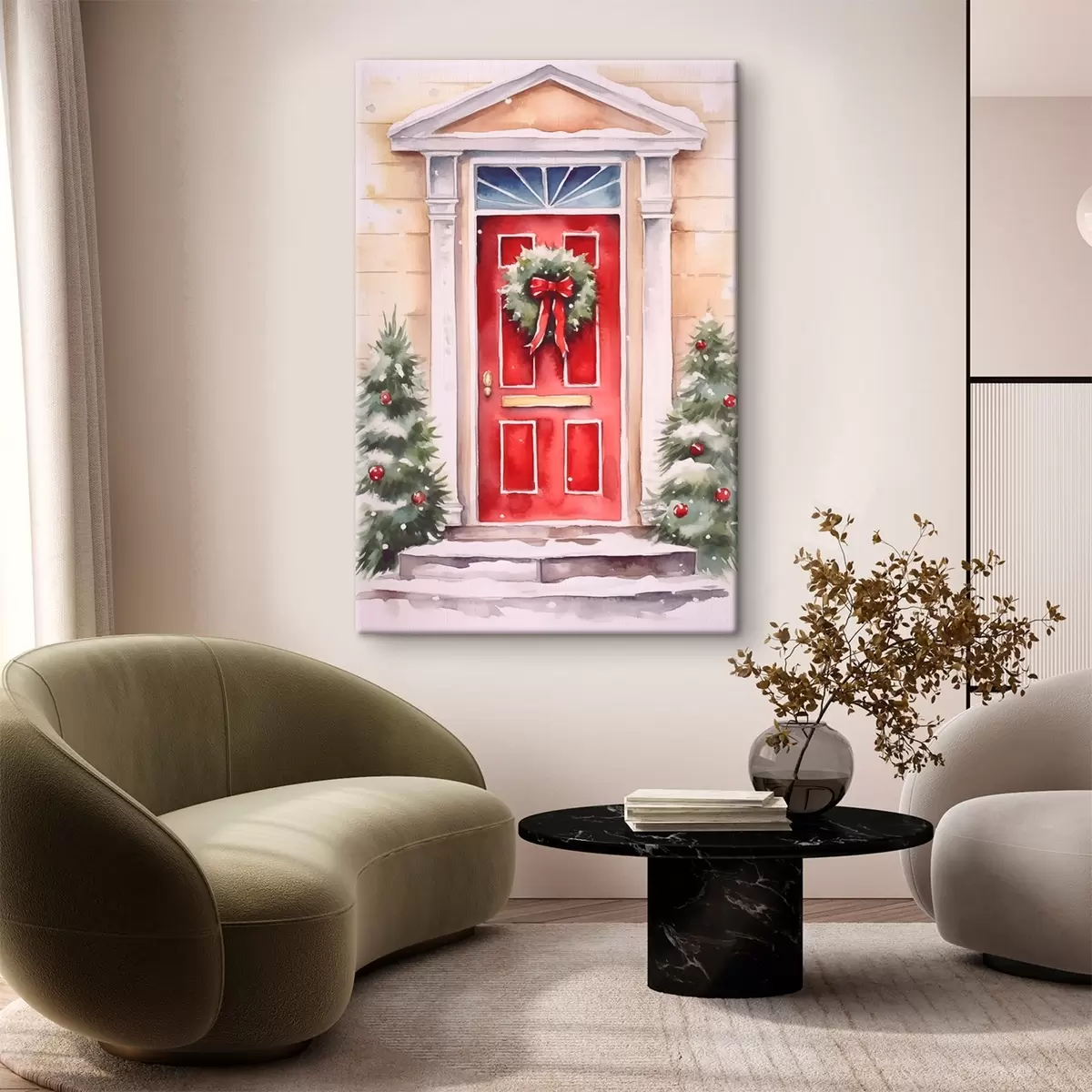 carta da parati Porta natalizia con ghirlanda nr. s46622