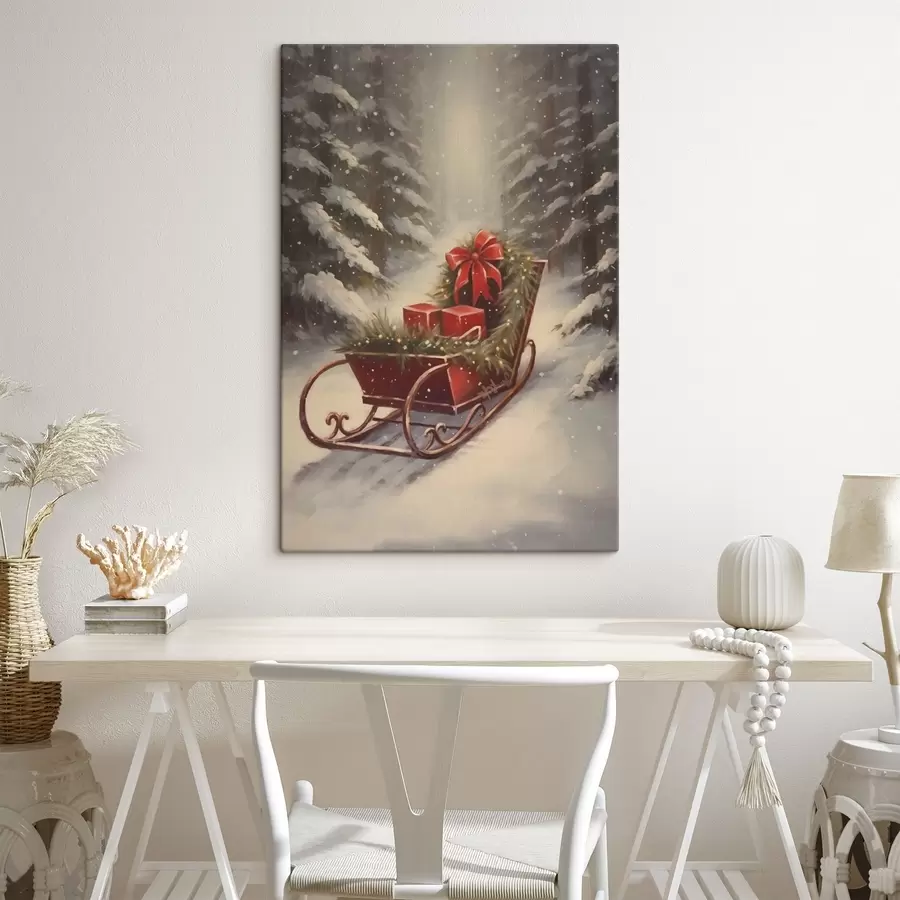 carta da parati Slitta natalizia con regali in una foresta innevata nr. s46630