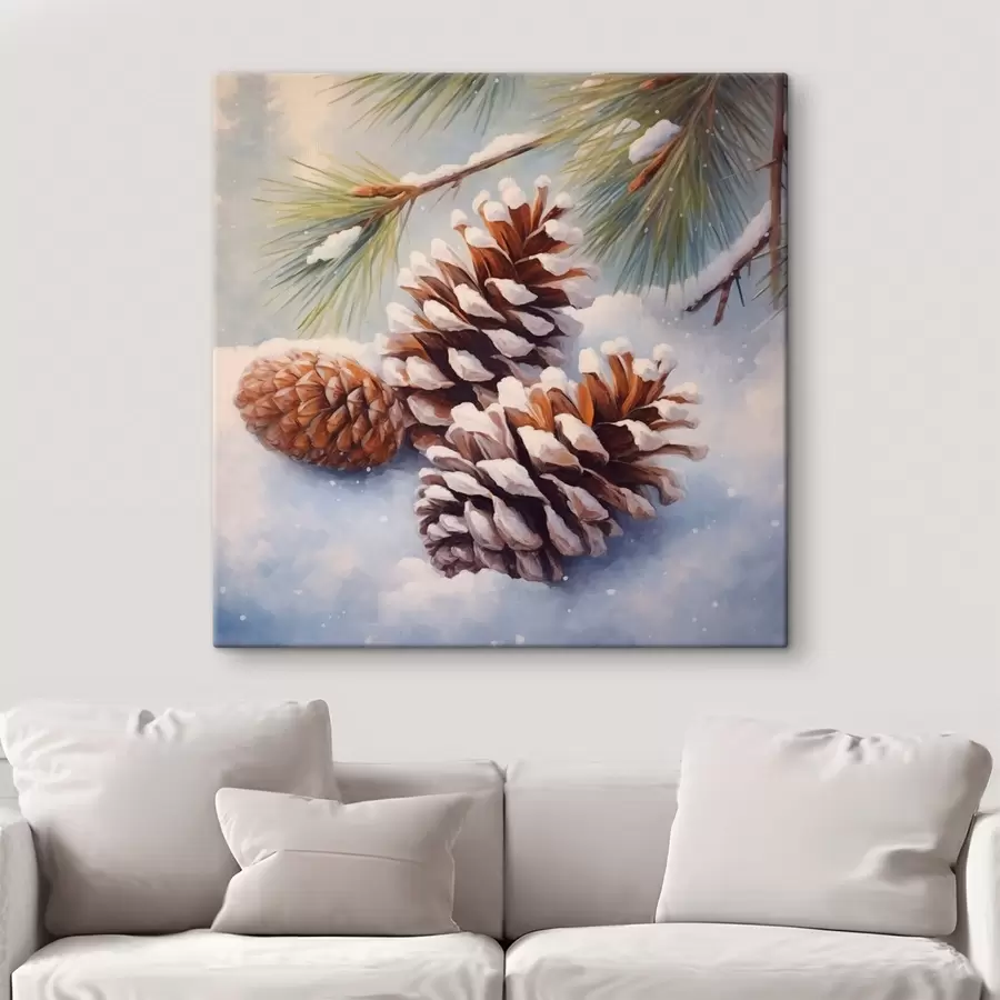 carta da parati Pigne e rami ricoperti di neve nr. s46631