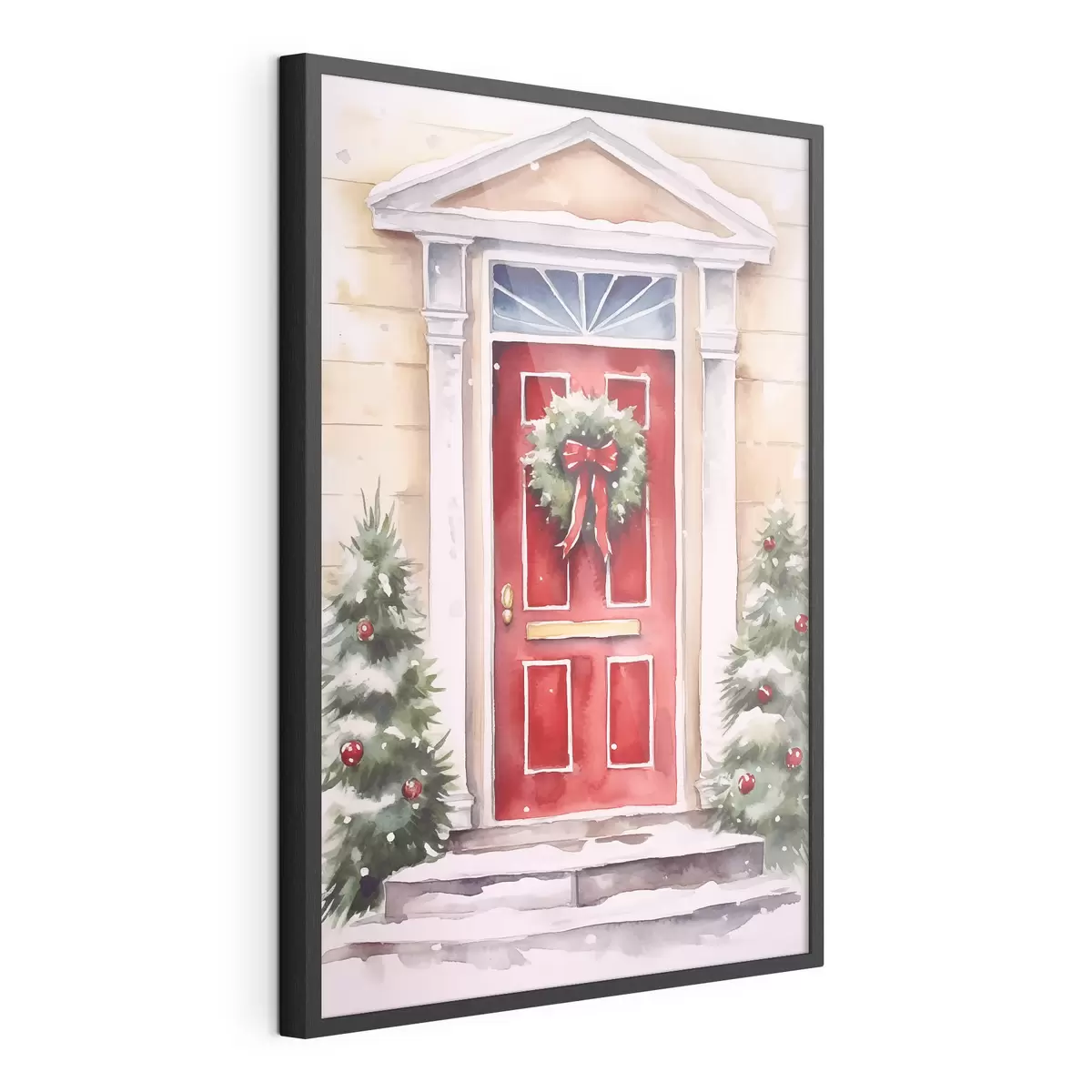 Poster Porta natalizia con ghirlanda f46622