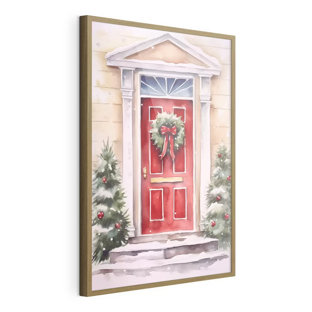 Poster Porta natalizia con ghirlanda f46622
