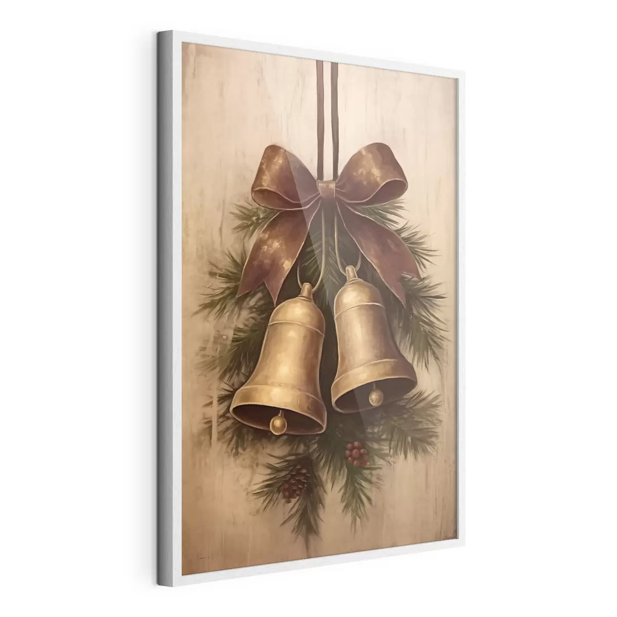 Poster Decorazione natalizia vintage con due campanelle e un fiocco f46626