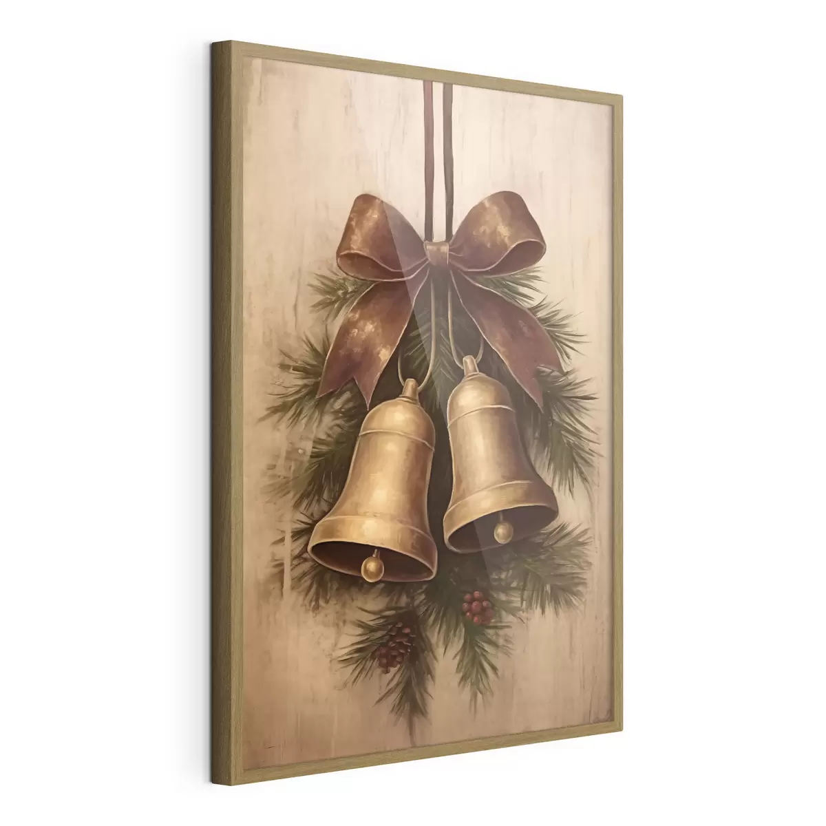 Poster Decorazione natalizia vintage con due campanelle e un fiocco f46626