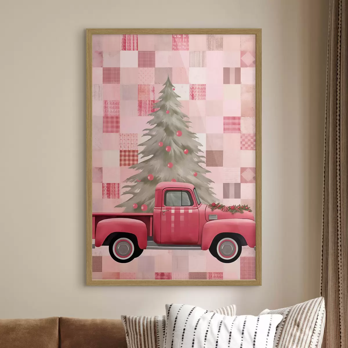 Poster Camion retrò con un albero di Natale f46632