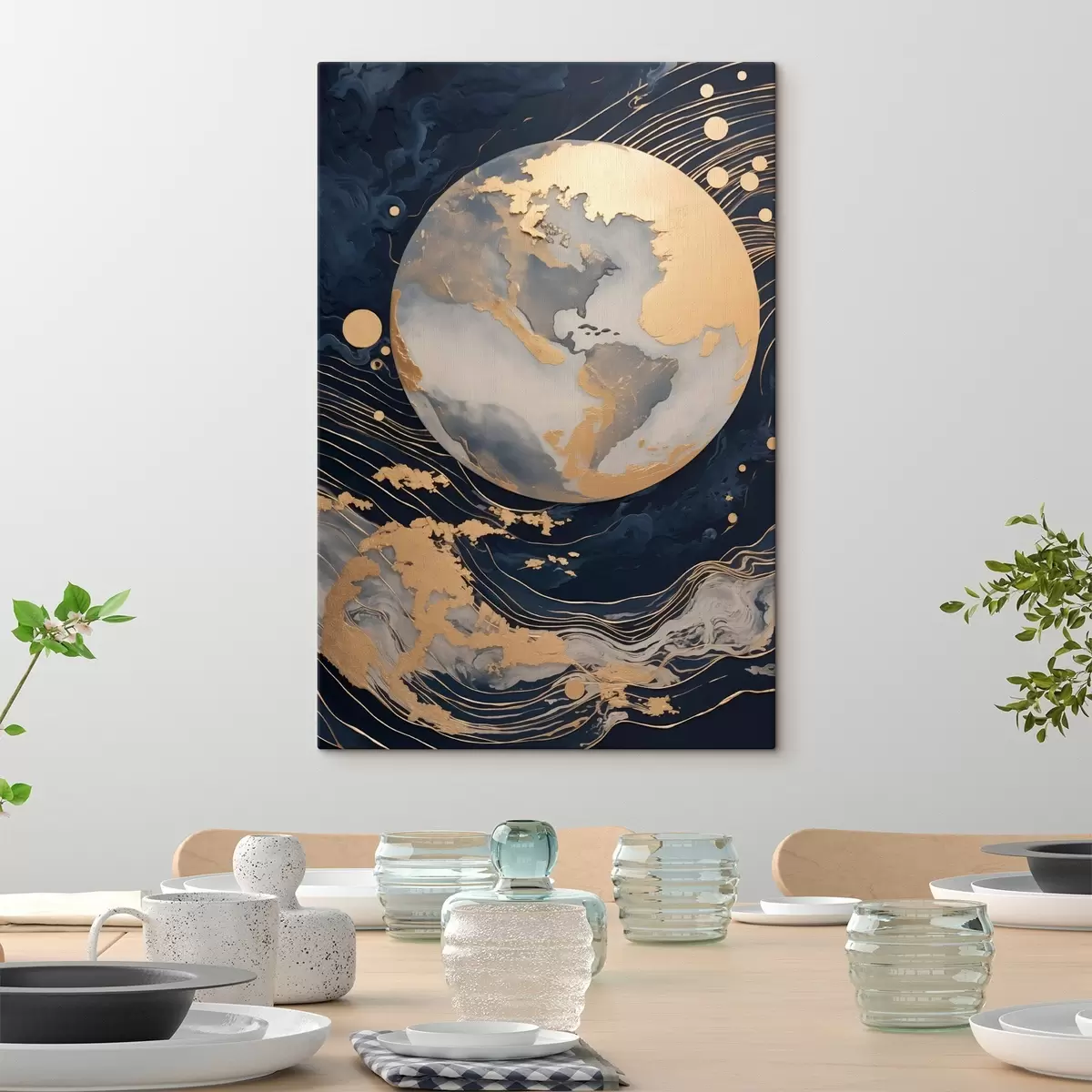 carta da parati Pianeta decorativa con texture, linee gialle sullo sfondo, punti gialli sullo sfondo, sfondo scuro nr. s46708