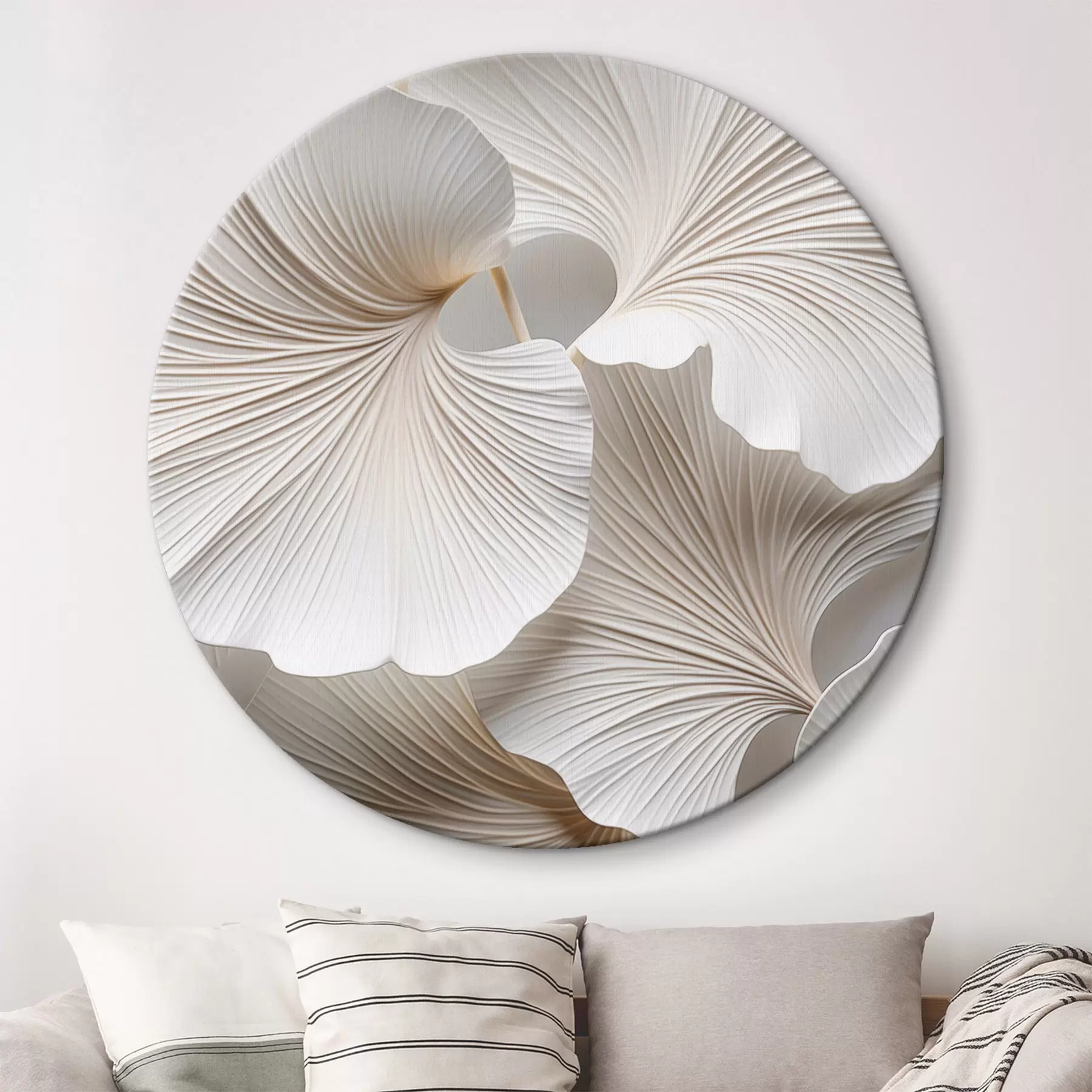 carta da parati Foglie bianche di ginkgo biloba con venature dettagliate, illuminazione soffusa, design elegante e minimalista con texture nr. r46705