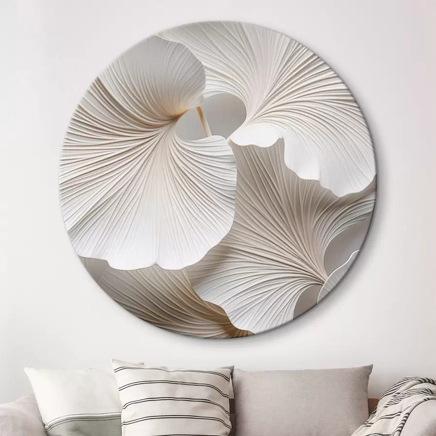 carta da parati Foglie bianche di ginkgo biloba con venature dettagliate, illuminazione soffusa, design elegante e minimalista con texture nr. r46705