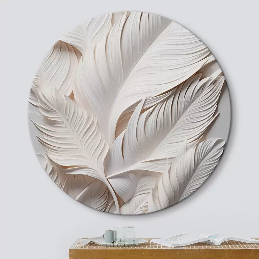 carta da parati Foglie bianche con dettagli intricati, che creano un effetto strutturato e stratificato, arte minimalista nr. r46706