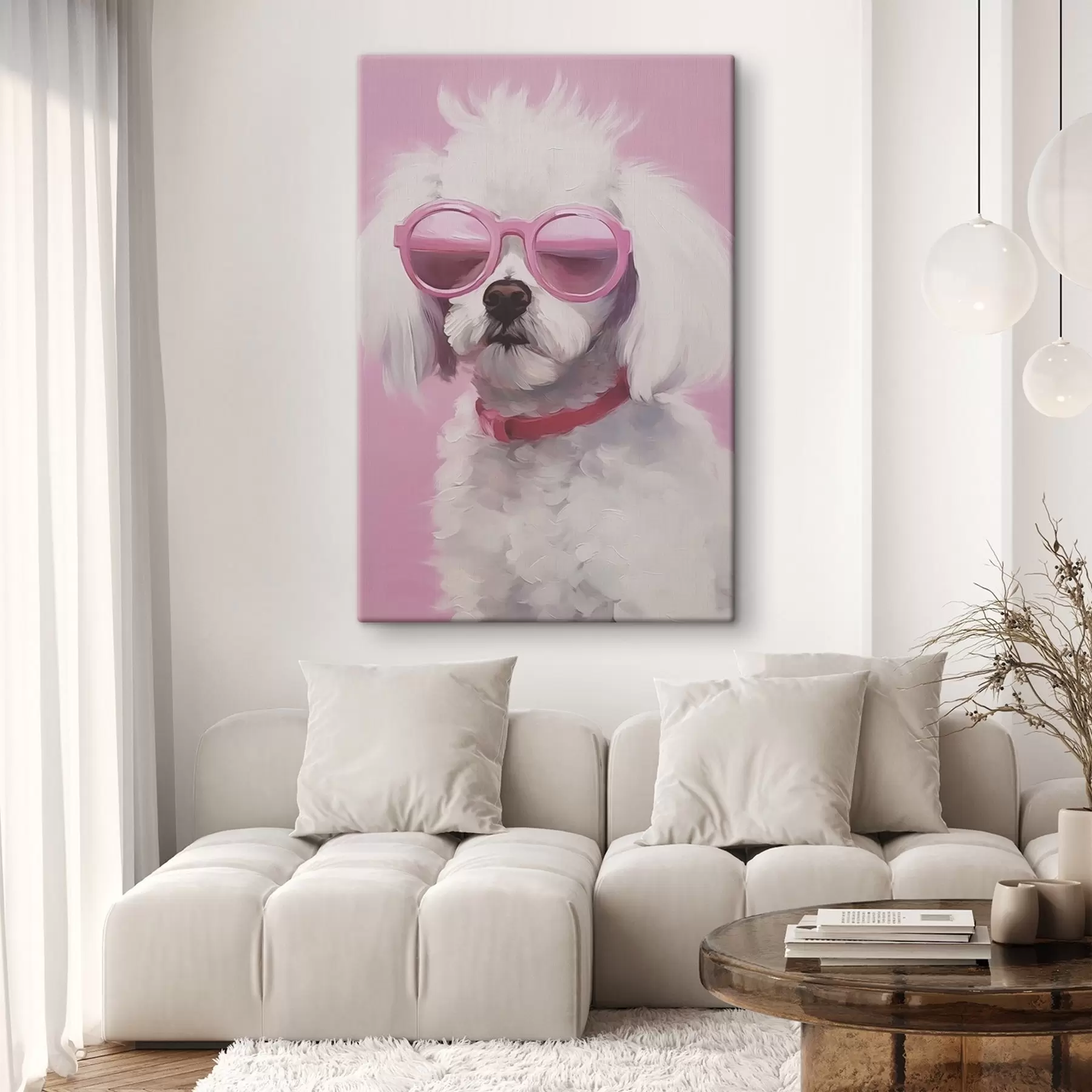 carta da parati Un piccolo cane con gli occhiali è un'imitazione della pittura nr. s46722