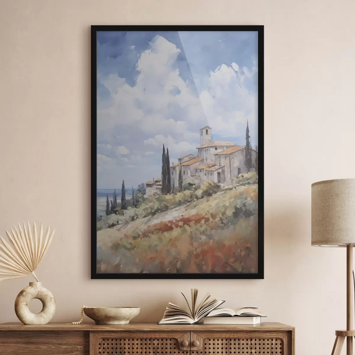 Poster Imitazione di un paesaggio rurale nella pittura f46716