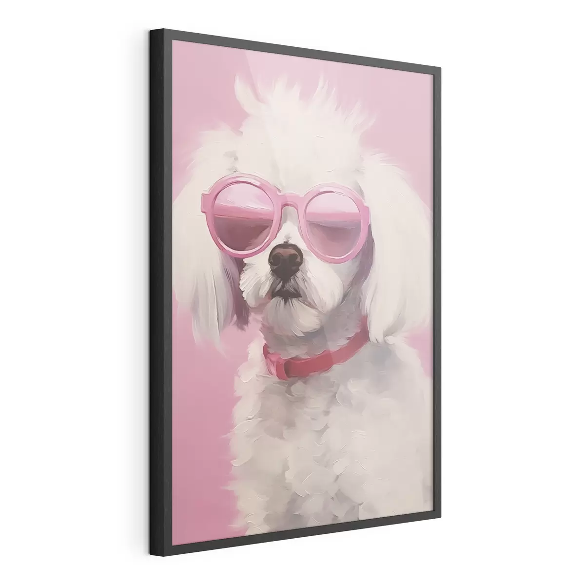 Poster Un piccolo cane con gli occhiali è un'imitazione della pittura f46722