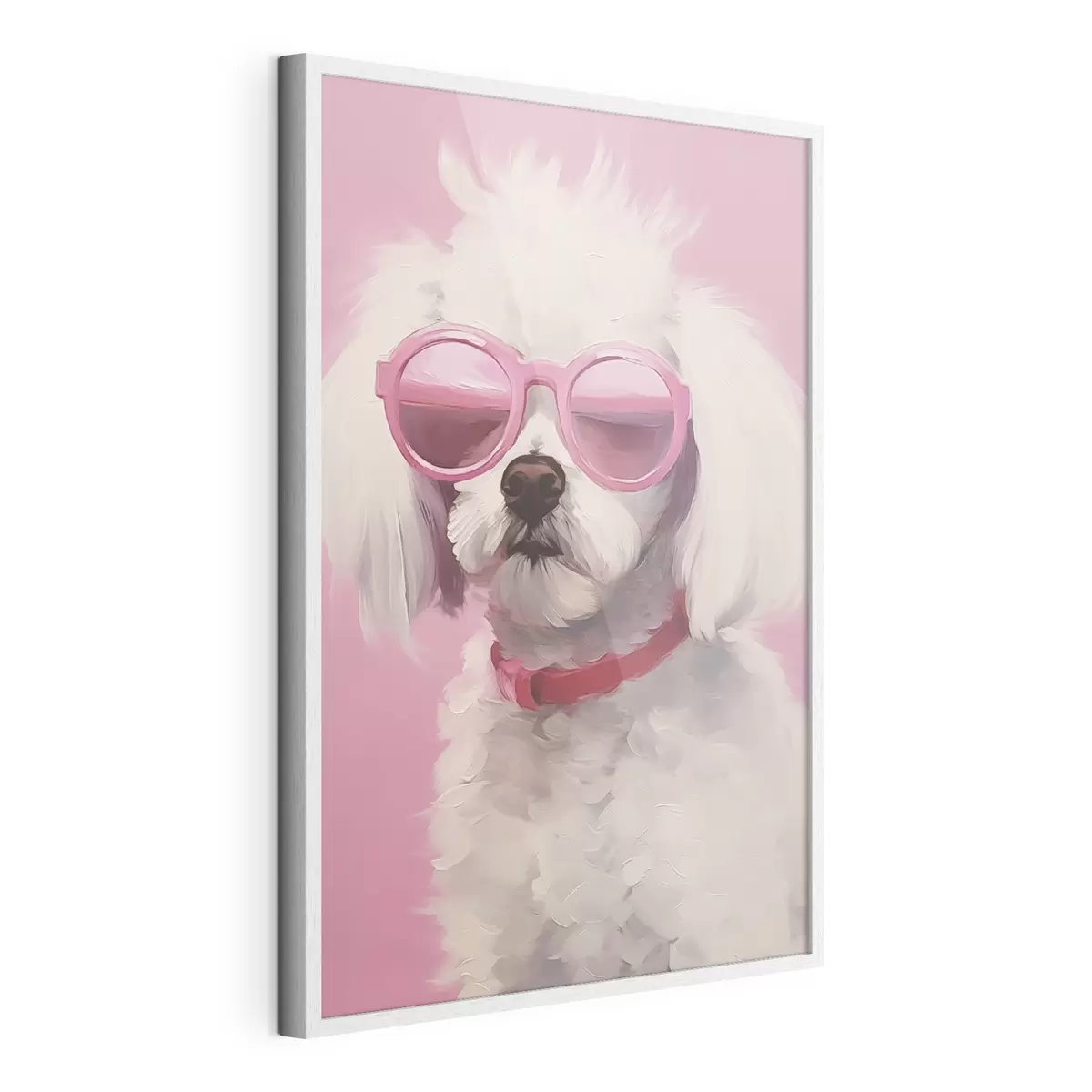 Poster Un piccolo cane con gli occhiali è un'imitazione della pittura f46722