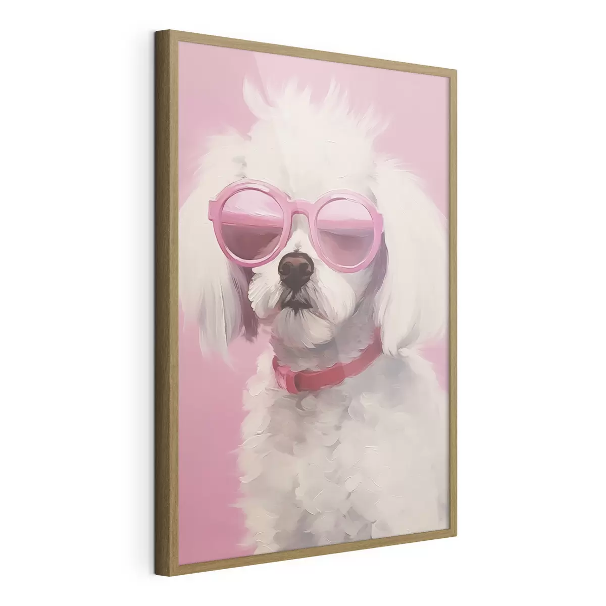 Poster Un piccolo cane con gli occhiali è un'imitazione della pittura f46722