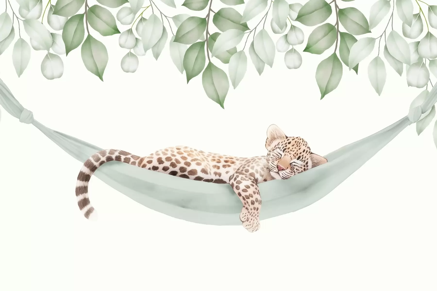 carta da parati Leopardo che dorme su un'amaca nr. w04881