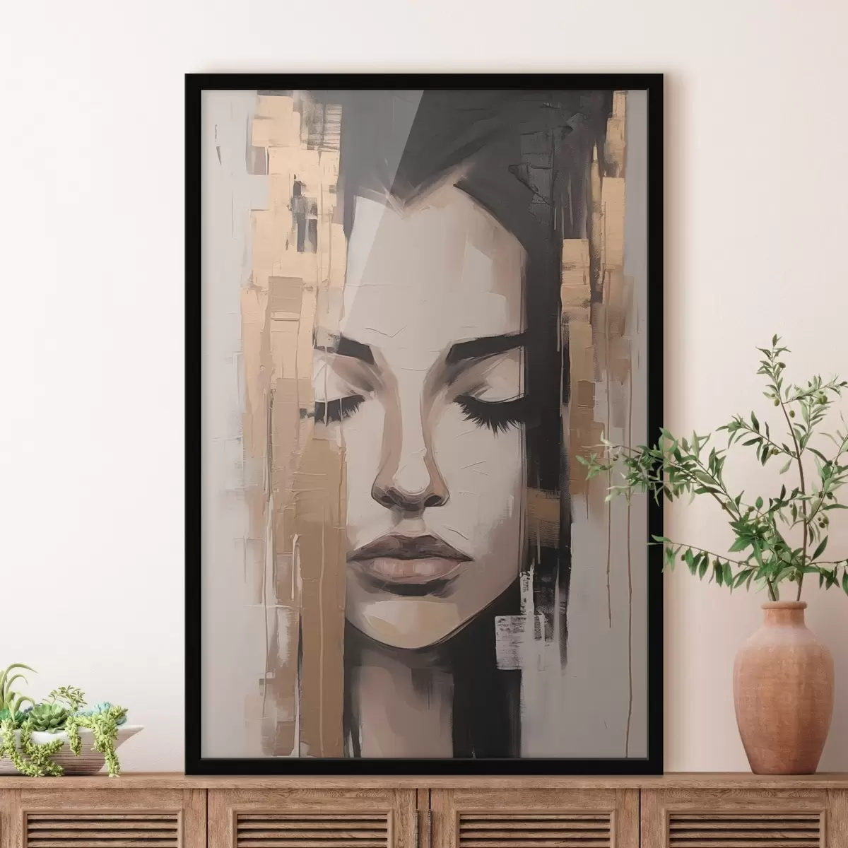 Poster Ritratto di donna. Pennellate astratte f46733