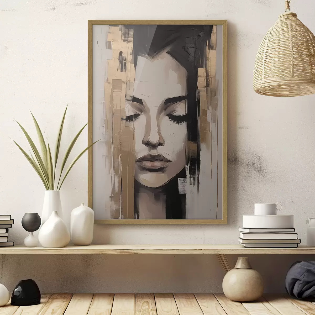 Poster Ritratto di donna. Pennellate astratte f46733