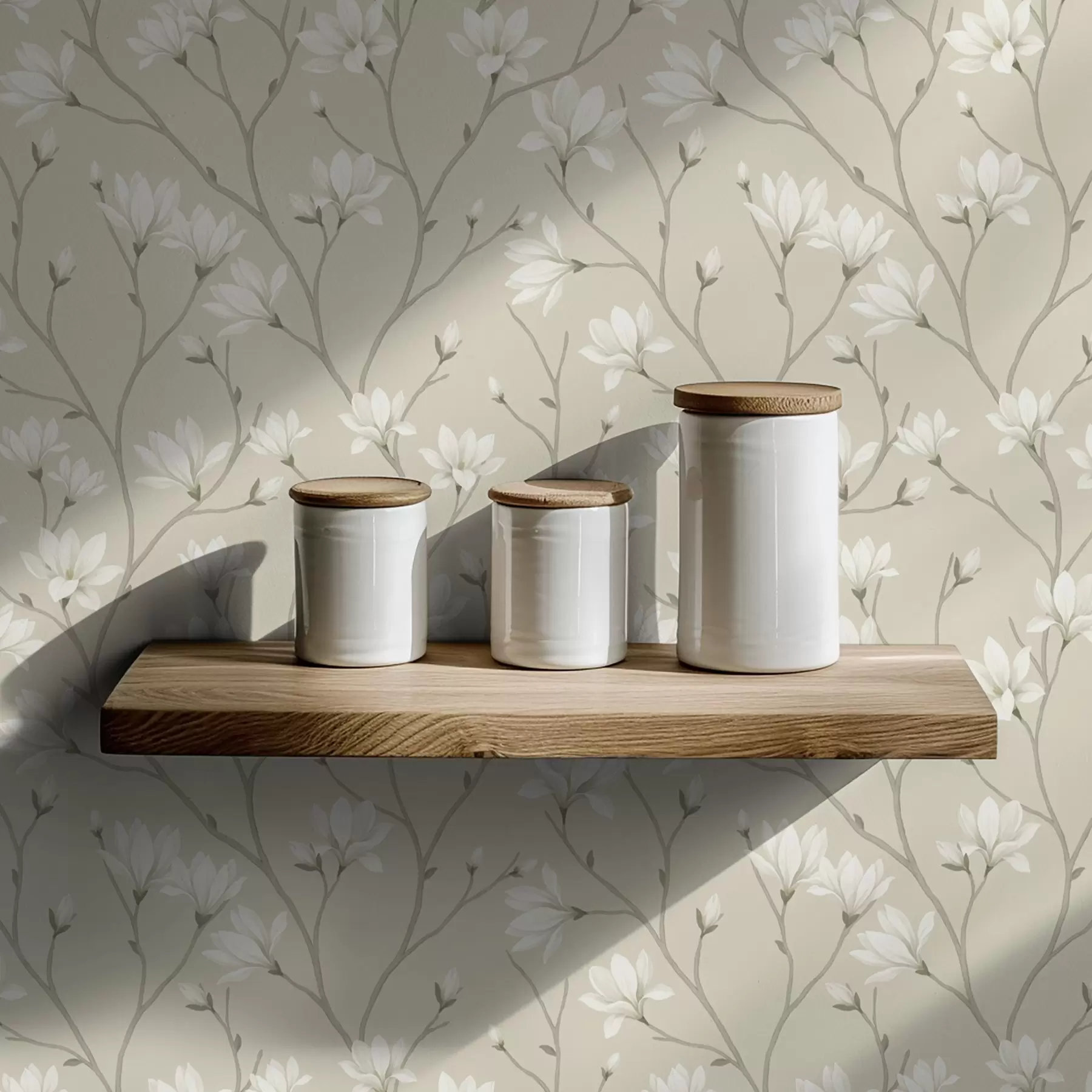 carta da parati Magnolie leggere su sottili rami beige nr. a00890