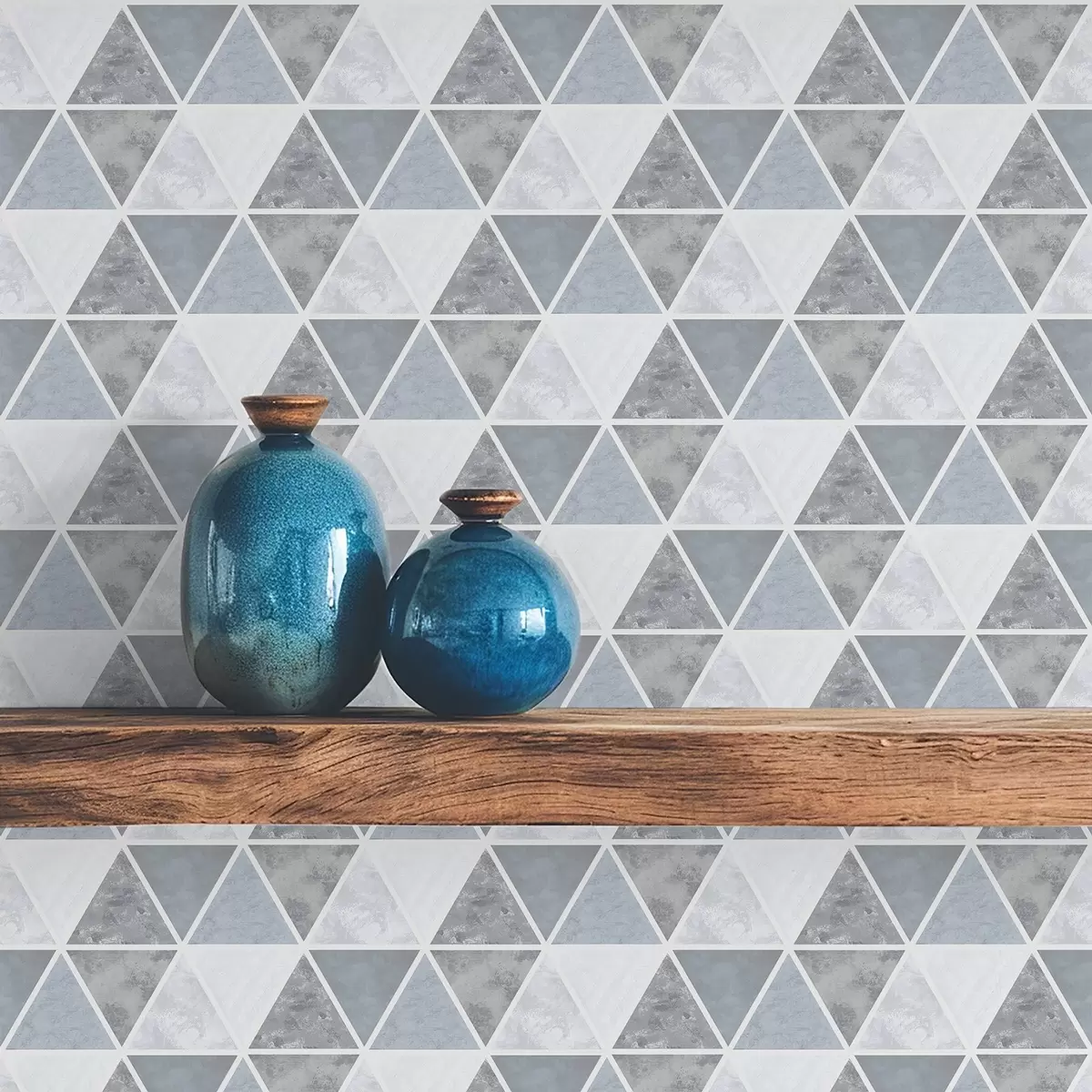 Carta da parati Geometria triangolare in fresche tonalità blu-grigio a00917v1