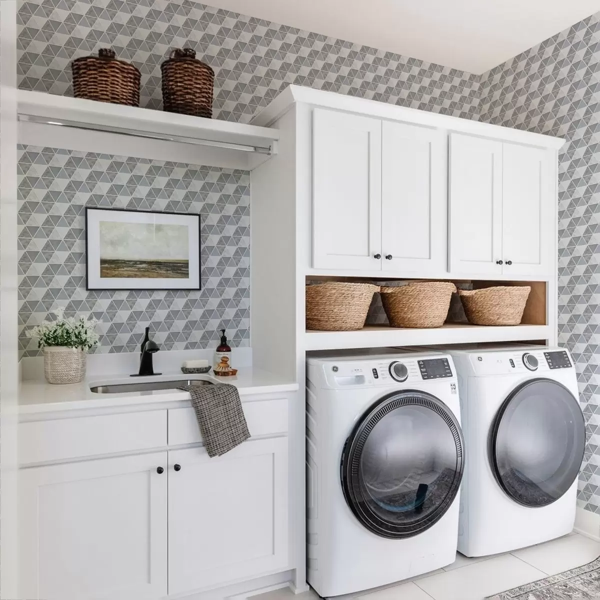 Carta da parati Geometria triangolare in fresche tonalità blu-grigio a00917v1