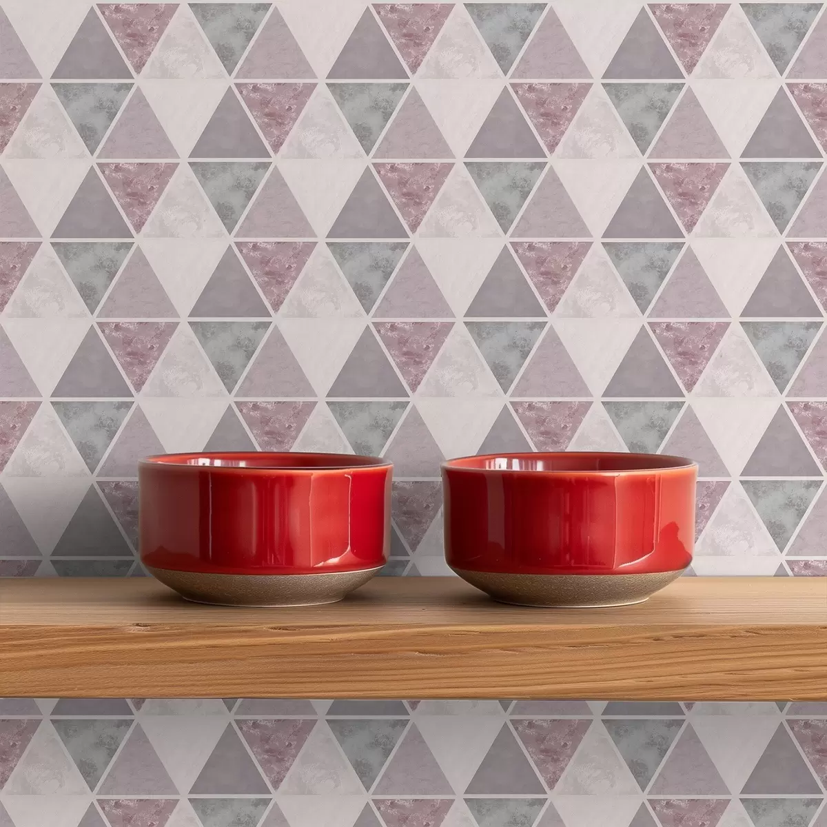 Carta da parati Morbidi triangoli nei toni del grigio-rosa e cipria a00918