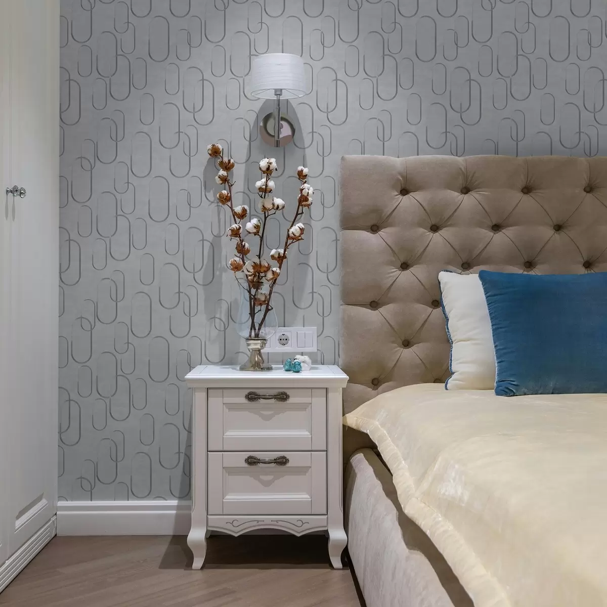 Carta da parati Sfondo chiaro con ovali allungati, contorni grigi a00921